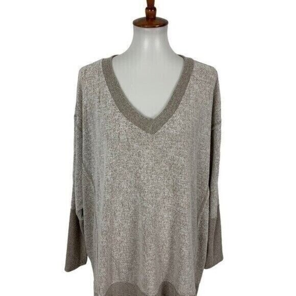 Gaudie Cream Long Sleeve Top Large Flowy Soft Knit Minimalist Style - Picture 2 of 6